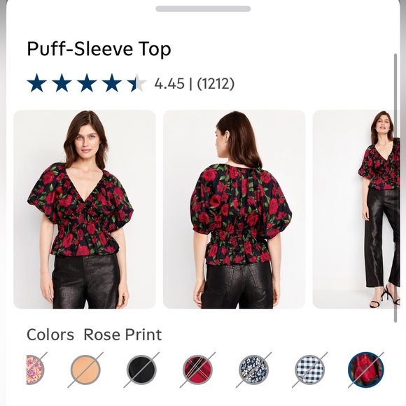 Old Navy Black and Red Floral Blouse - Picture 3 of 3